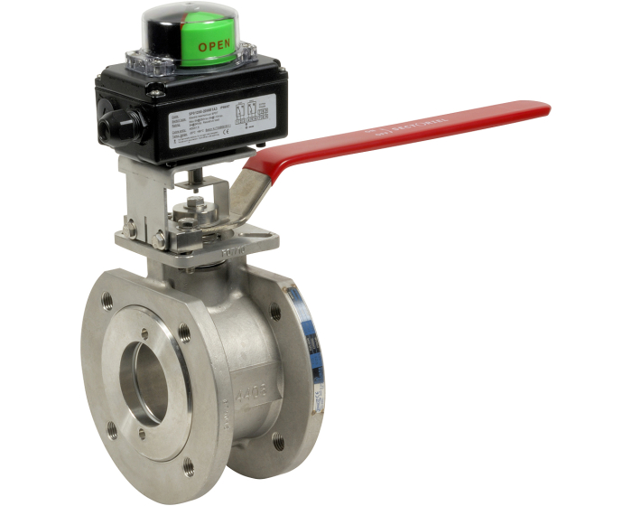 Sainless steel manual ball valve 771XS + limit switch box DN15